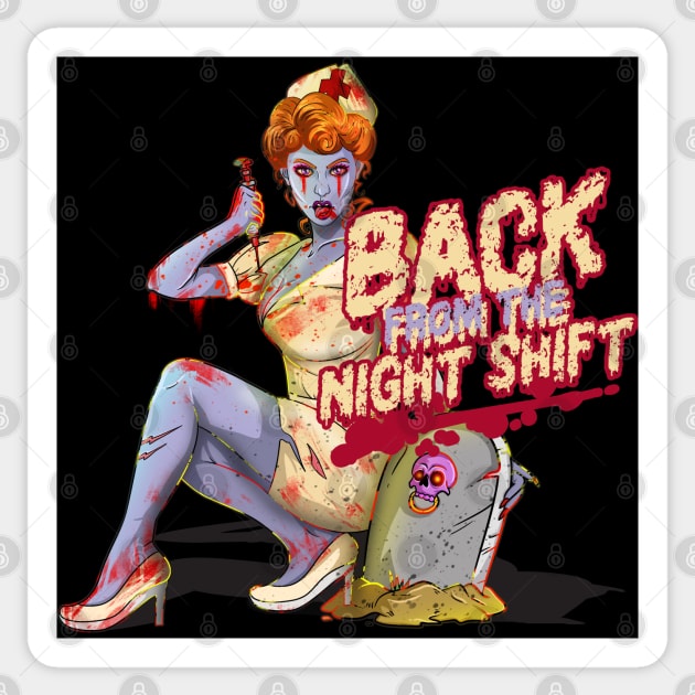 Emergency Night Shift Zombie Nurse Sticker by Trendy Black Sheep